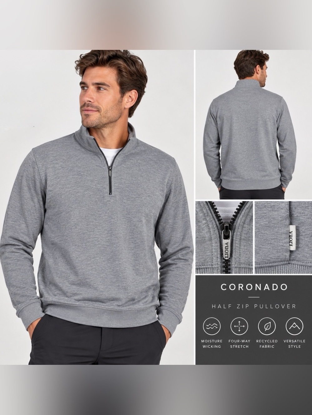 Vuori Coronado Half Zip Pullover Men’s Small Gray
